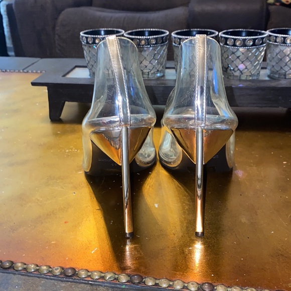 Clear Shell & metallic Gold Stilettos Heels Shoes - Picture 3 of 7